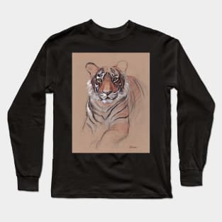 UNFINISHED BUSINESS - Original Tiger Drawing - Mixed Media (acrylic paint & pencil) Long Sleeve T-Shirt